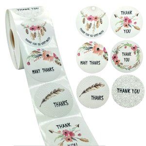 85 pcs - 1.5" Thank you Stickers 6 Embossed design